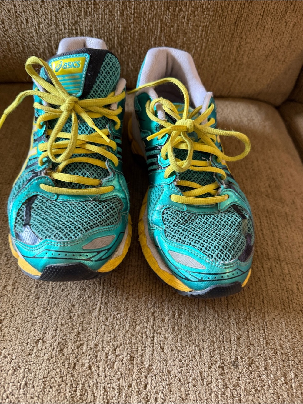 ASICS Kids Teal and Yellow Athletic Sneakers